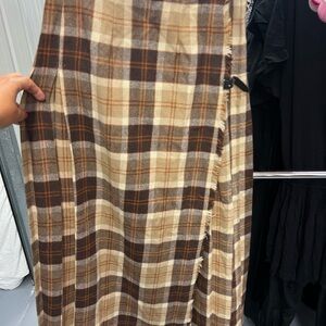 Laird Portch of England Vintage Plaid Brown Cream Tartan wool Skirt 8 M